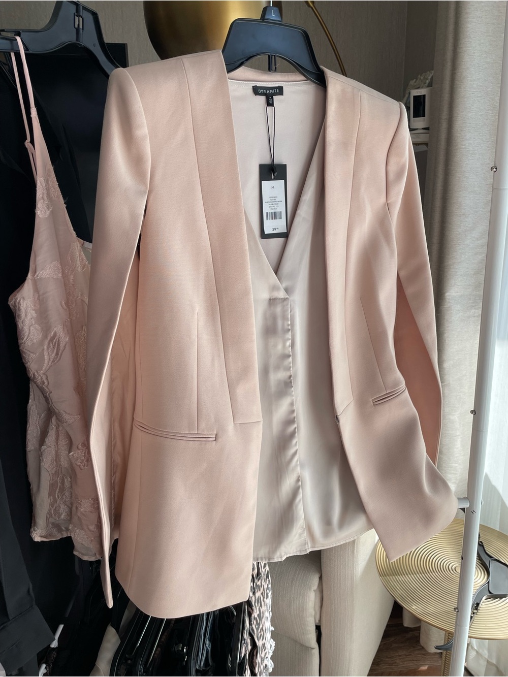 NWT Dynamite Soft Cream Satin V-Neck Blouse - Picture 12 of 16